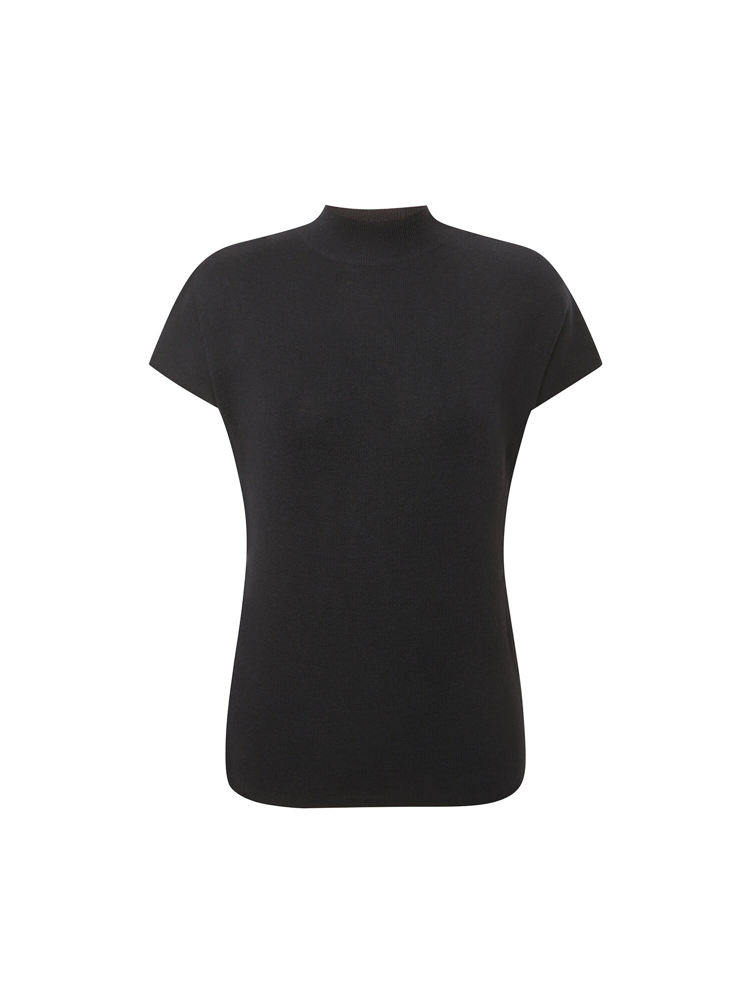 하프 슬리브 미들넥 풀오버 니트 (BLACK)