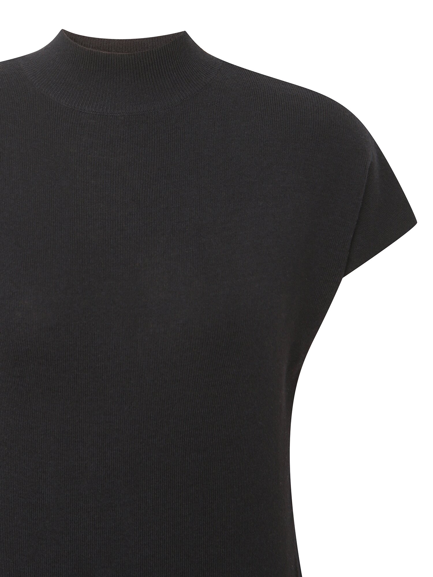 하프 슬리브 미들넥 풀오버 니트 (BLACK)