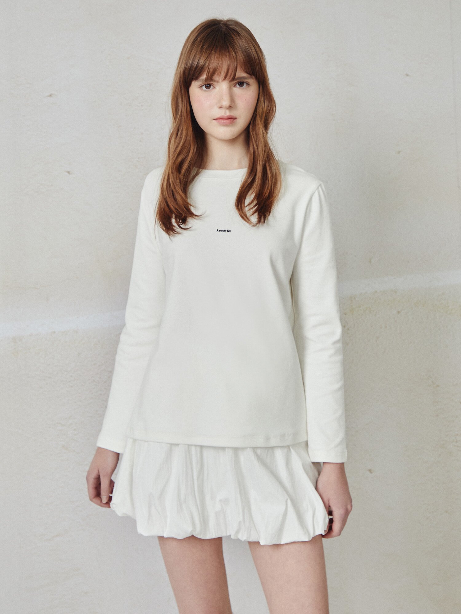 레터링 롱 슬리브 티셔츠 (IVORY)