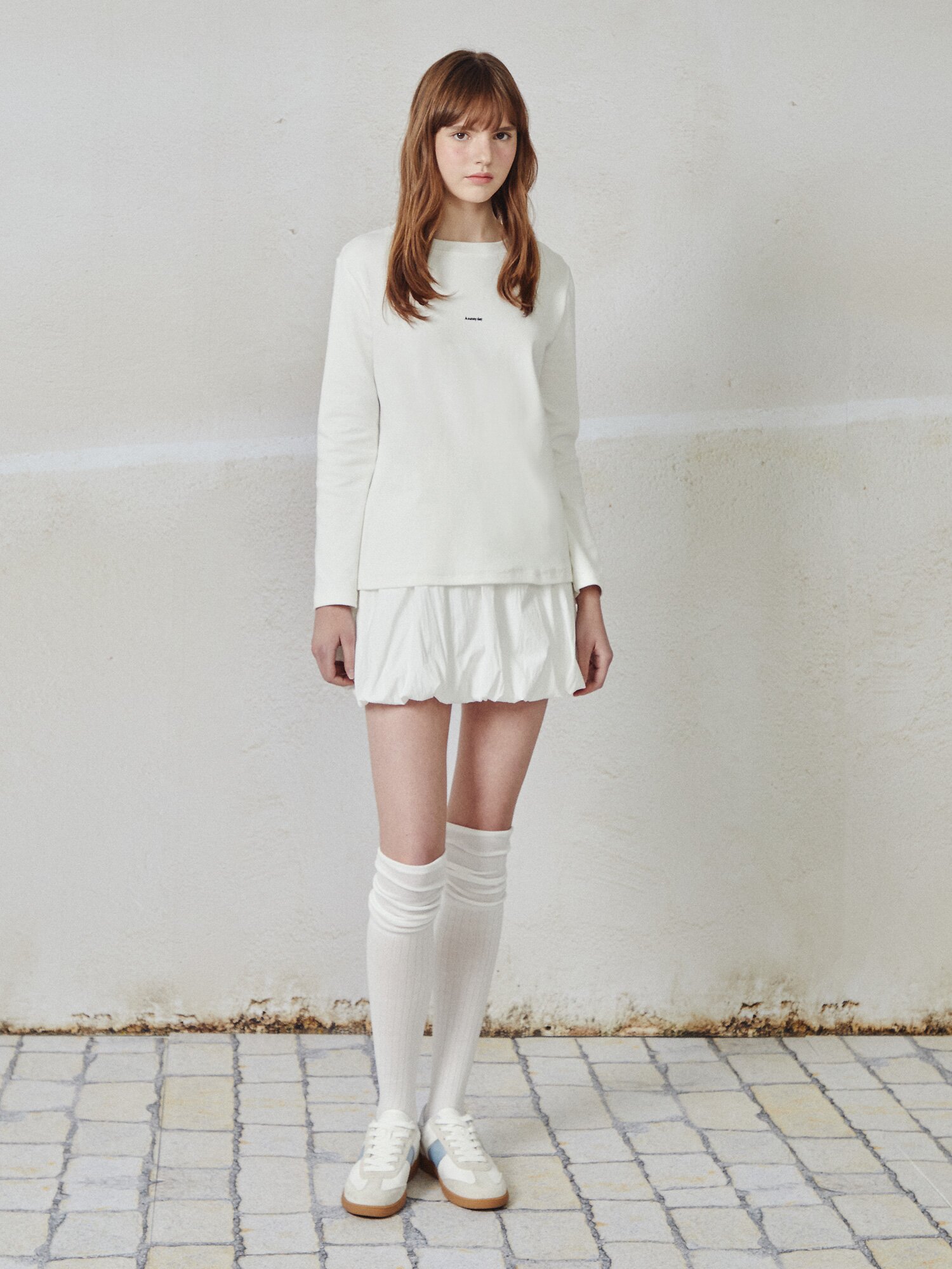 레터링 롱 슬리브 티셔츠 (IVORY)