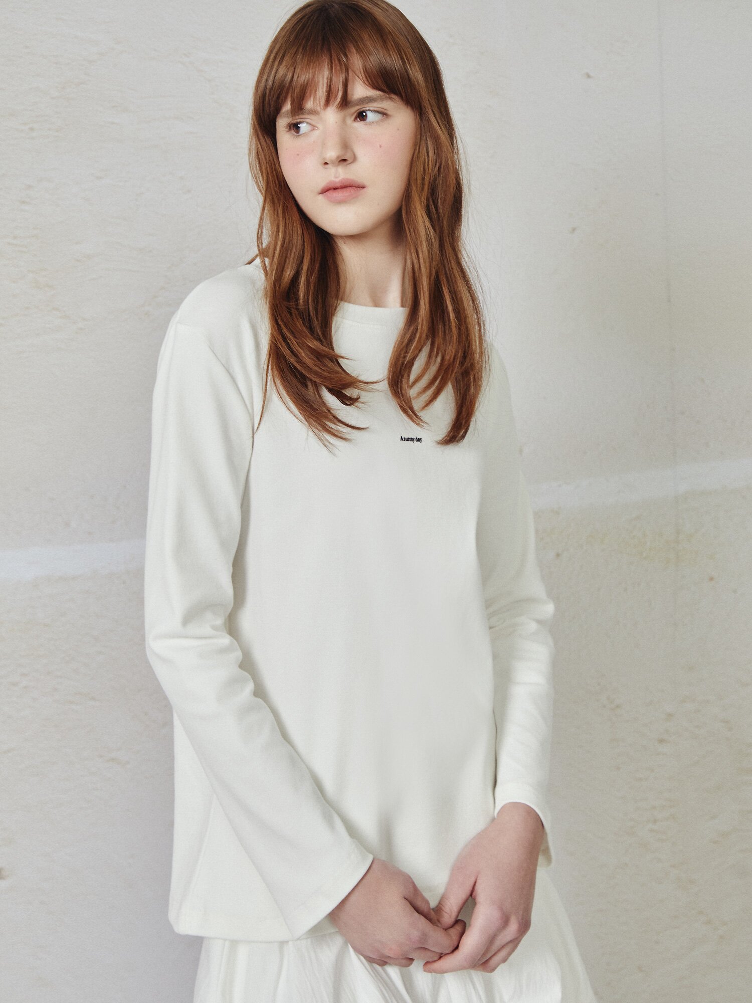 레터링 롱 슬리브 티셔츠 (IVORY)