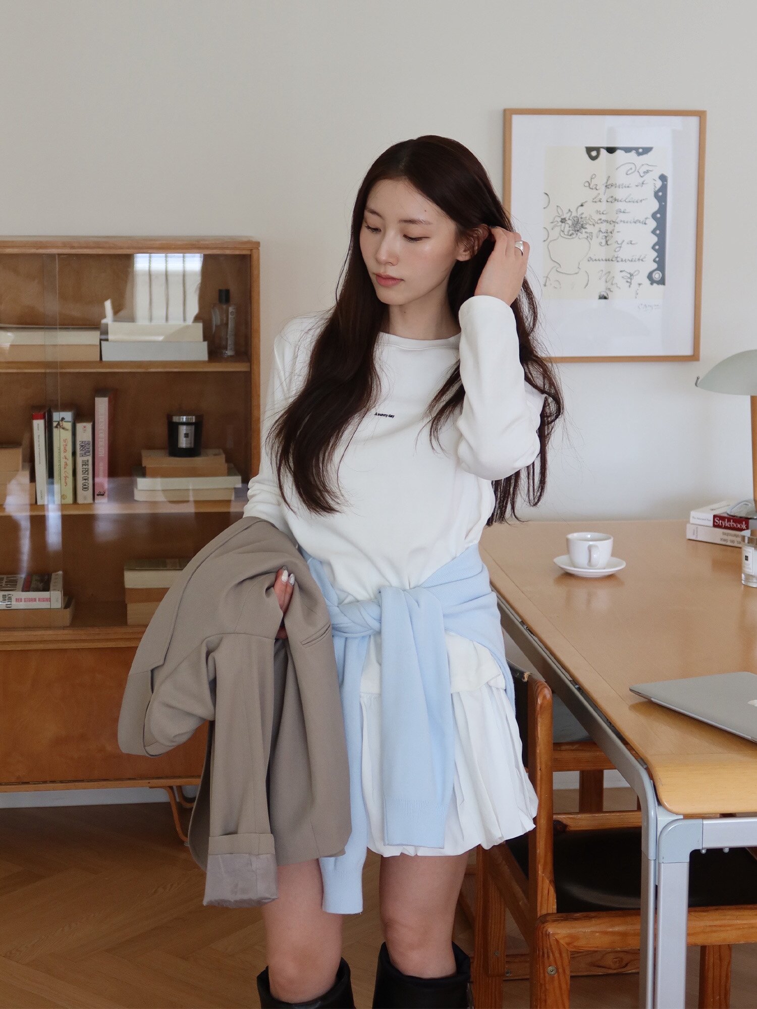 레터링 롱 슬리브 티셔츠 (IVORY)