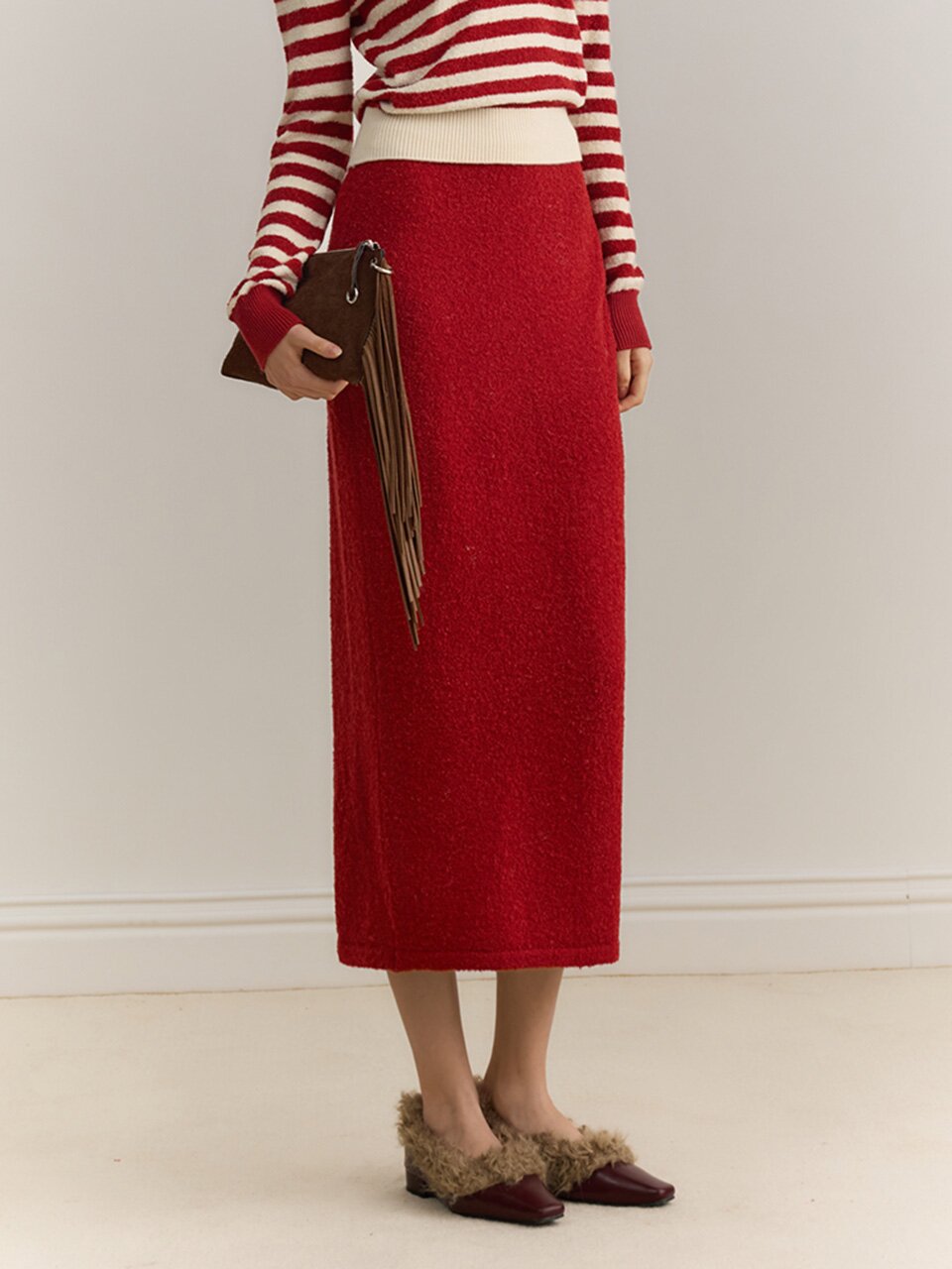 YY_Red and white striped skirt