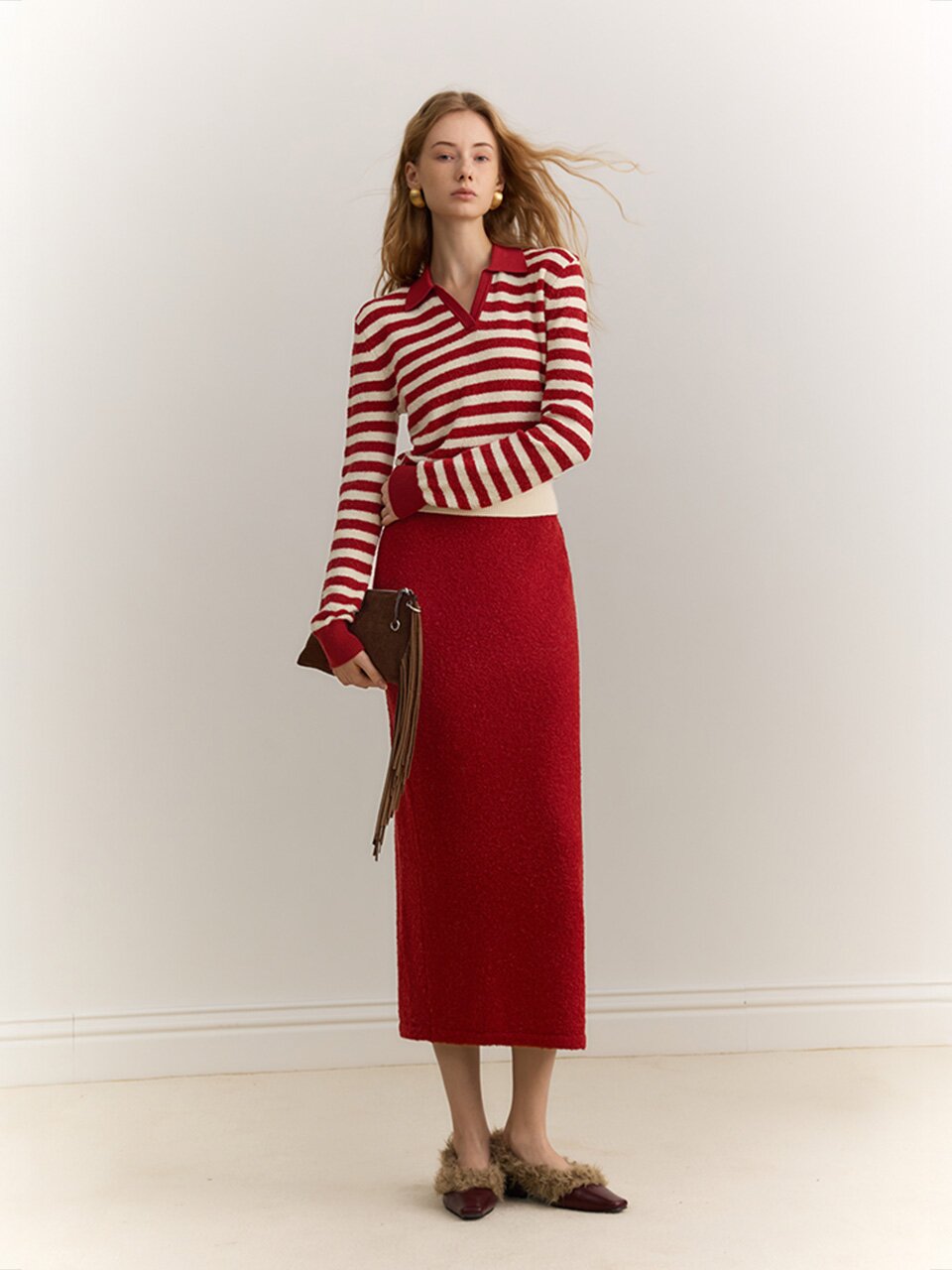 YY_Red and white striped skirt