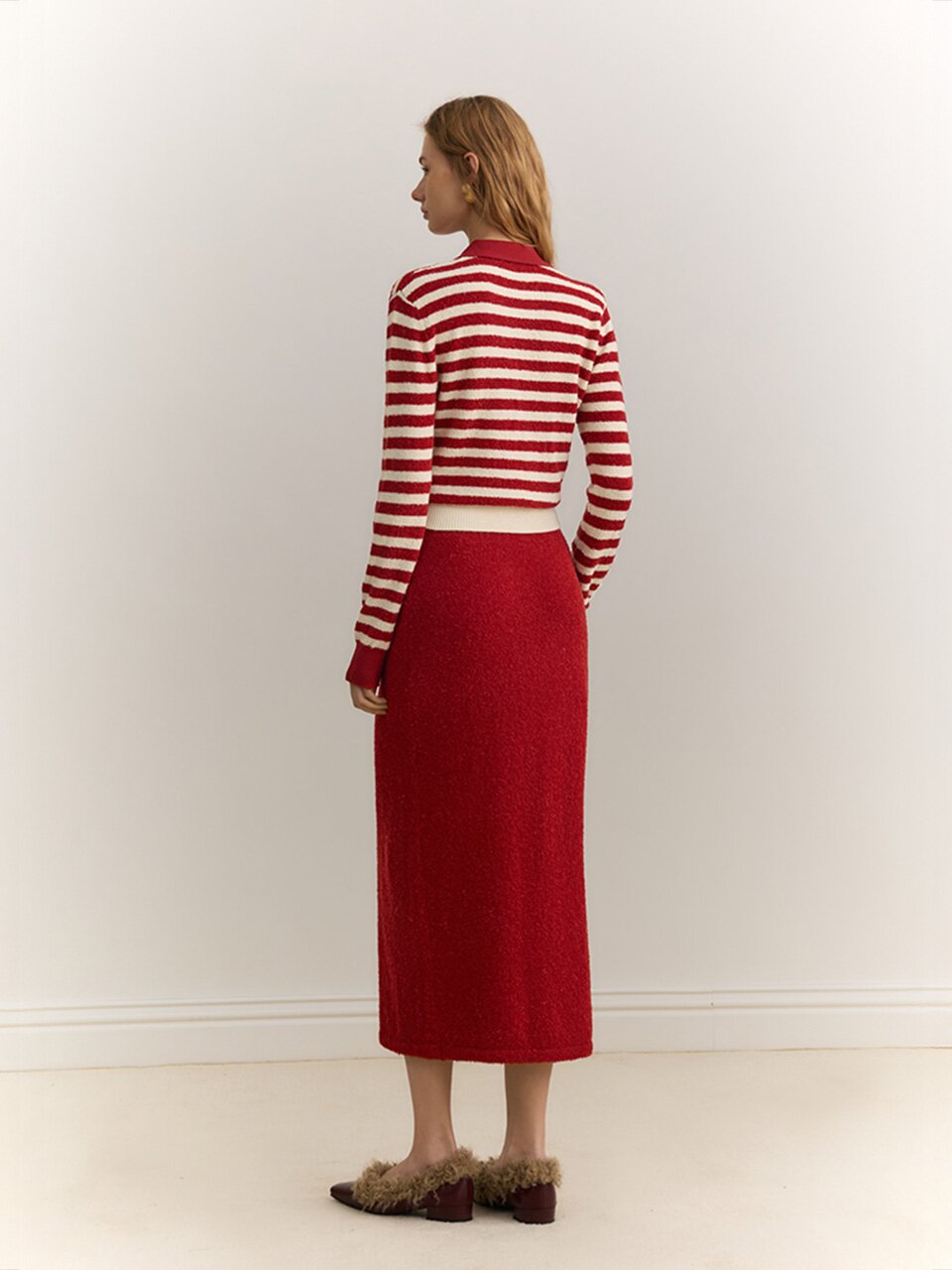 YY_Red and white striped skirt