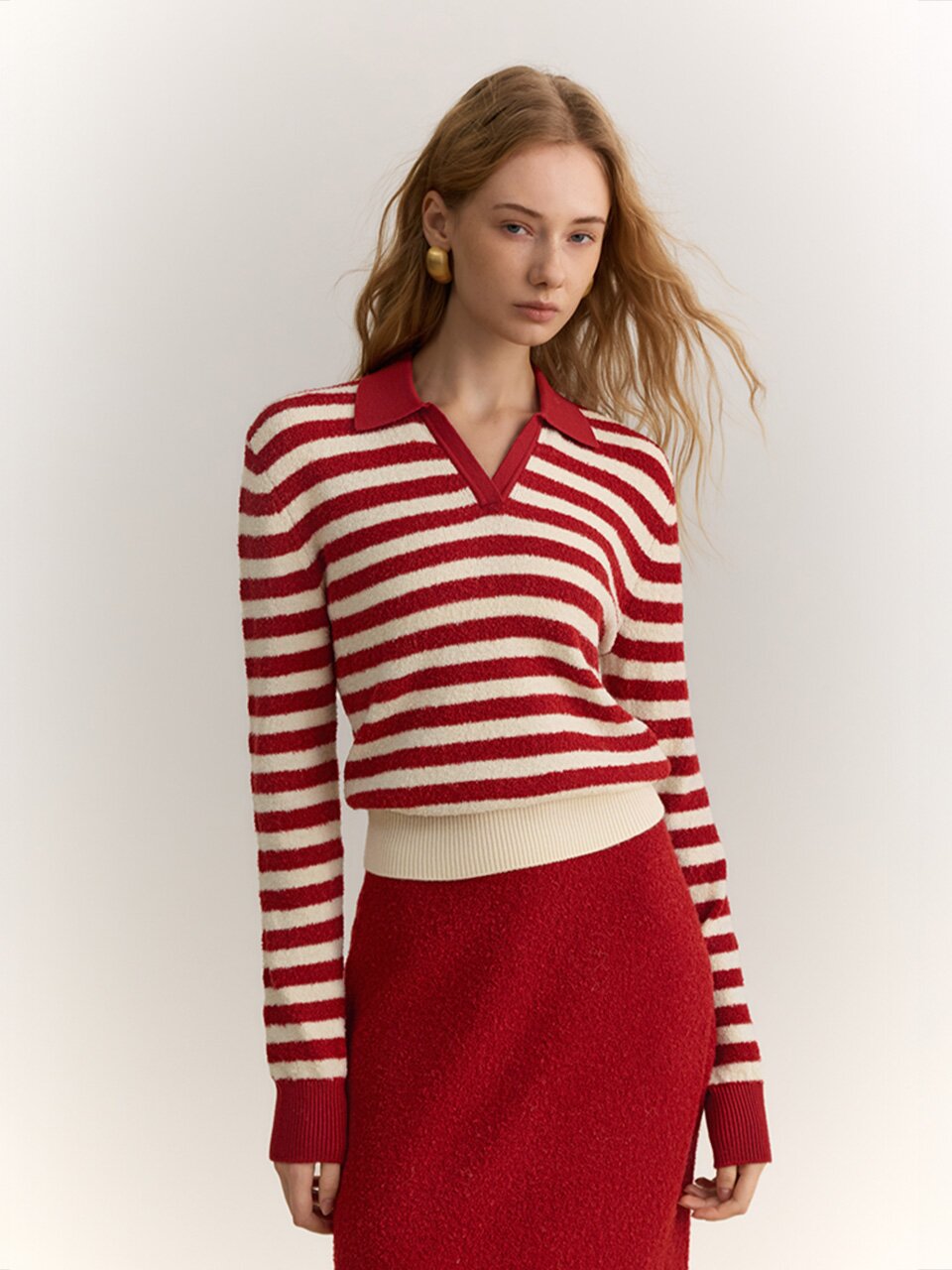 YY_Red and white striped knit