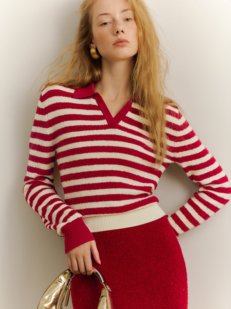 YY_Red and white striped knit