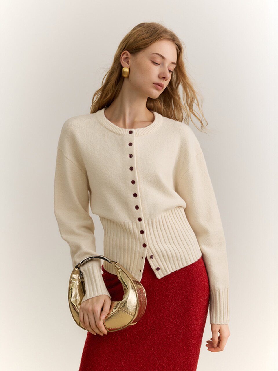 YY_Crew neck sweater cardigan