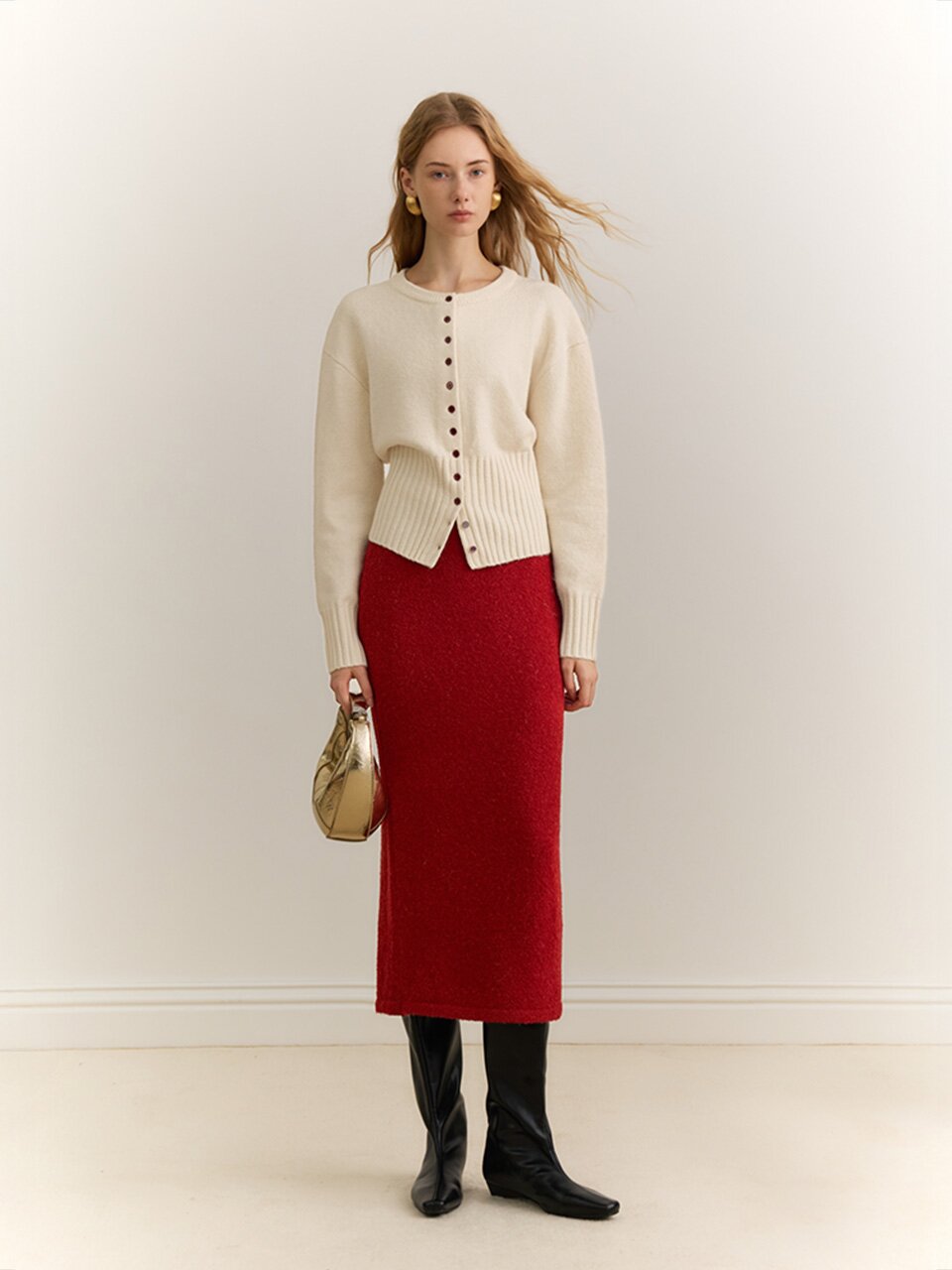 YY_Crew neck sweater cardigan