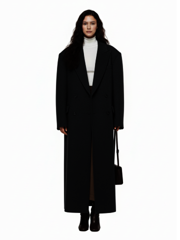 퀄팅 투버튼 맥시 더블 코트 (블랙,차콜)/W254OT11