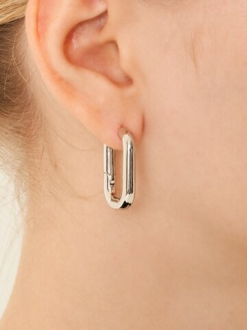 빅사이즈 스퀘어 라운드 원터치 귀걸이 GISVEE164 (SILVER925 PIN)