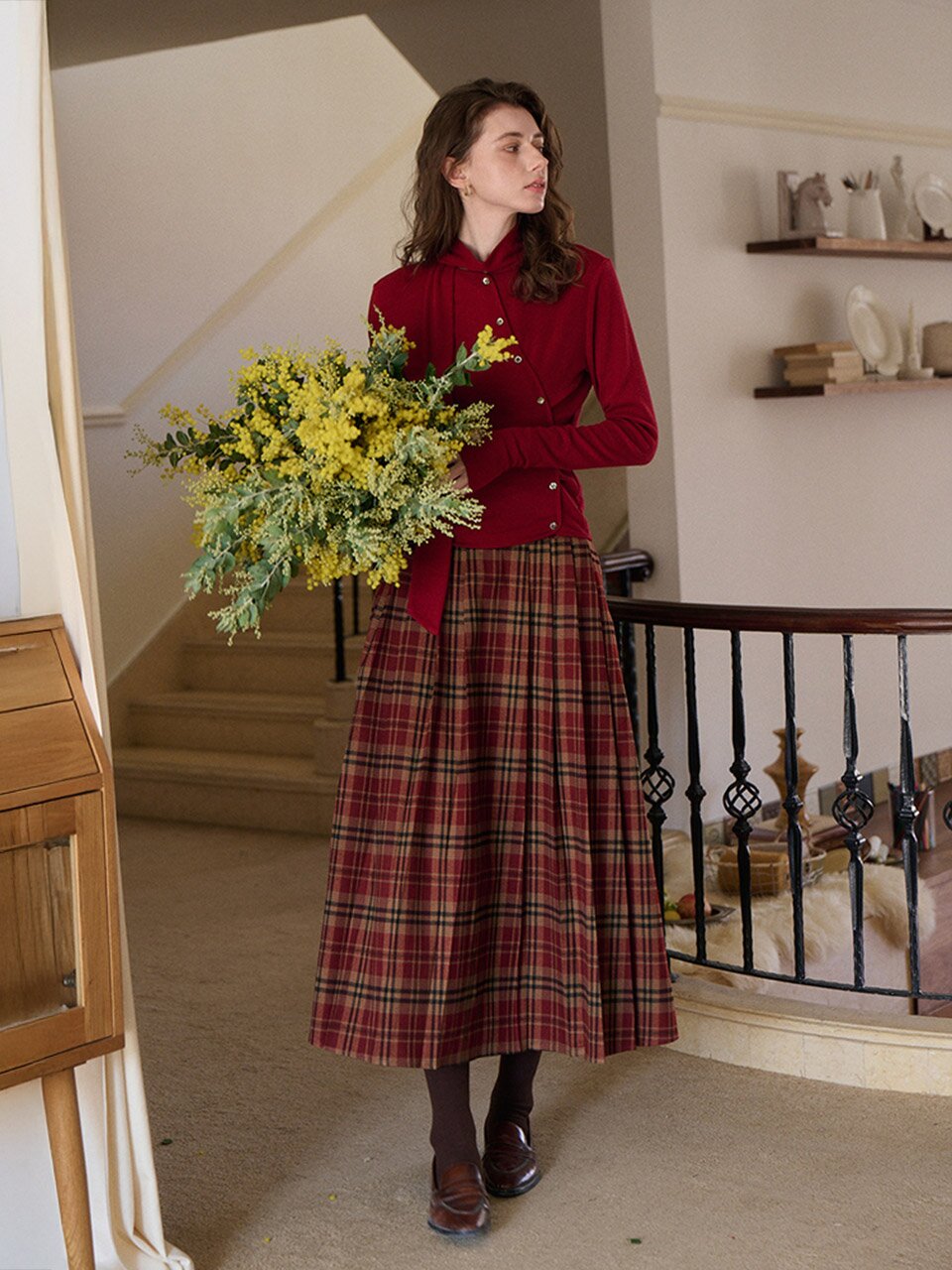 SR_Red fair Island knit skirt