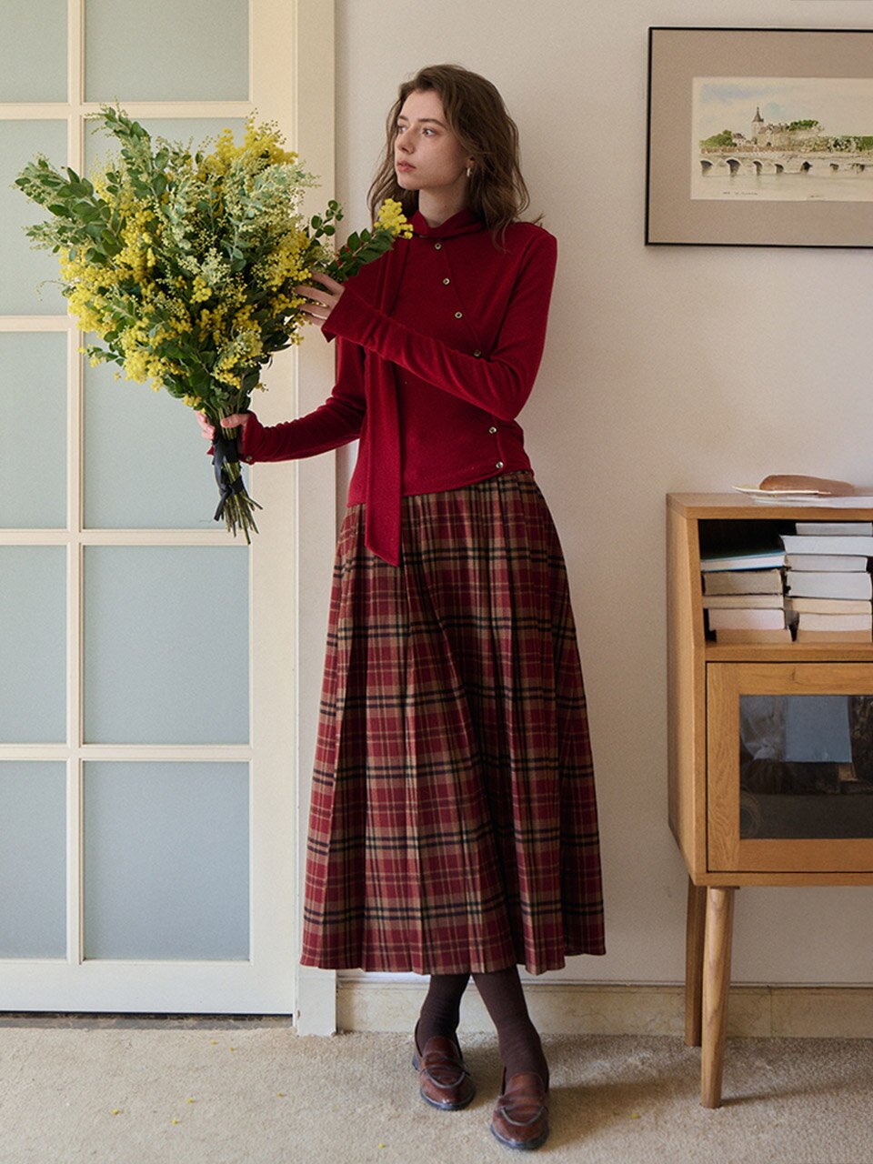 SR_Red fair Island knit skirt