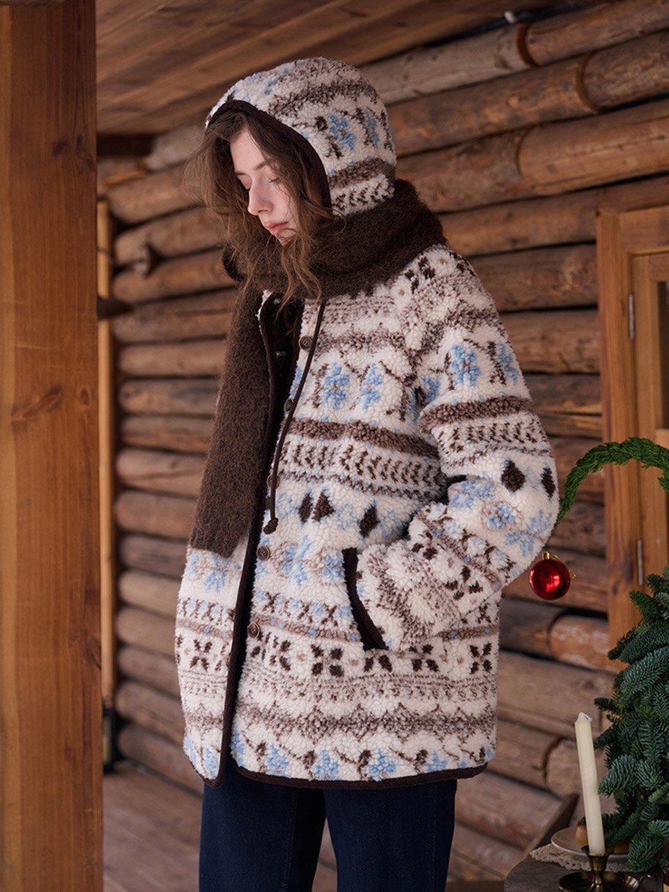 SR_Fleece padded hood jacket