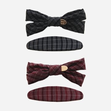 제이로렌 체크 리본 세트 집게핀 H01506