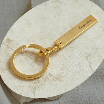 황동 사각 각인 키링 키홀더