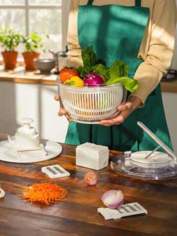 Mistfi(미스티파이) 마스터 샐러드 스피너 8PC 세트(야채탈수기 및 채칼 포함)