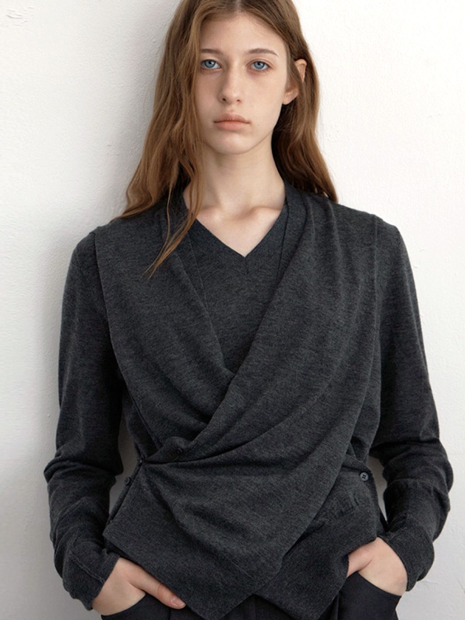 WOOL DRAPE LAYERED KNIT
