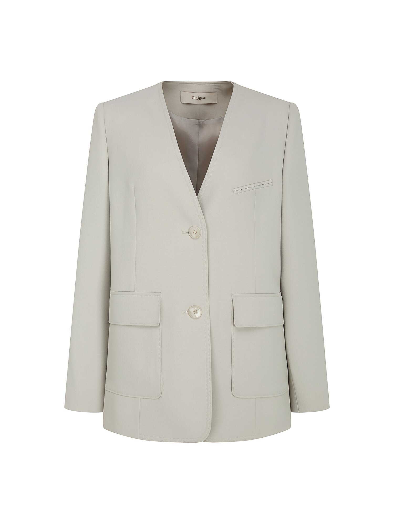 루즈핏 투버튼 브이넥 재킷 (LIGHT GREY)