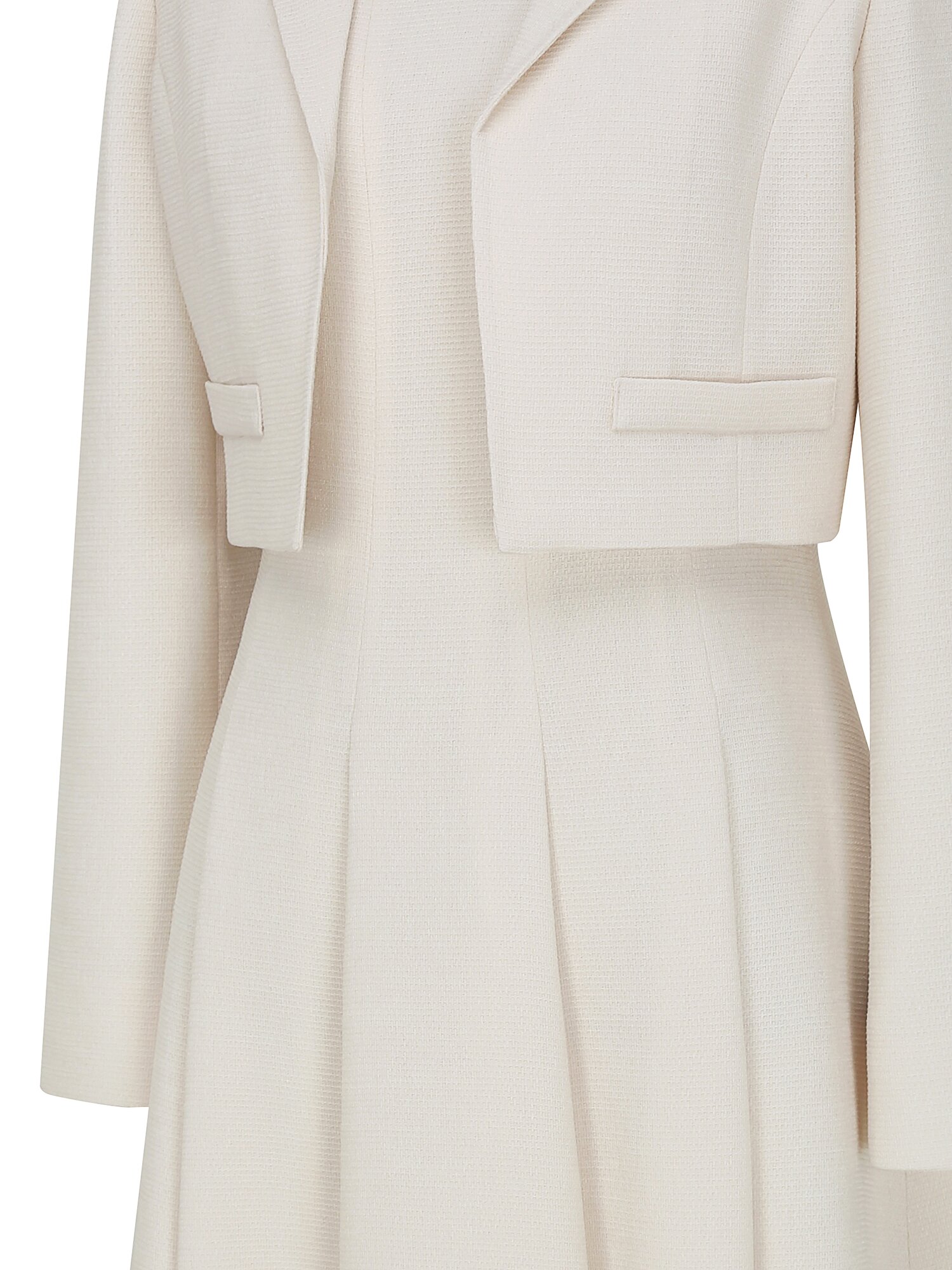 벨티드 플레어 원피스 +재킷 세트 (CREAM)