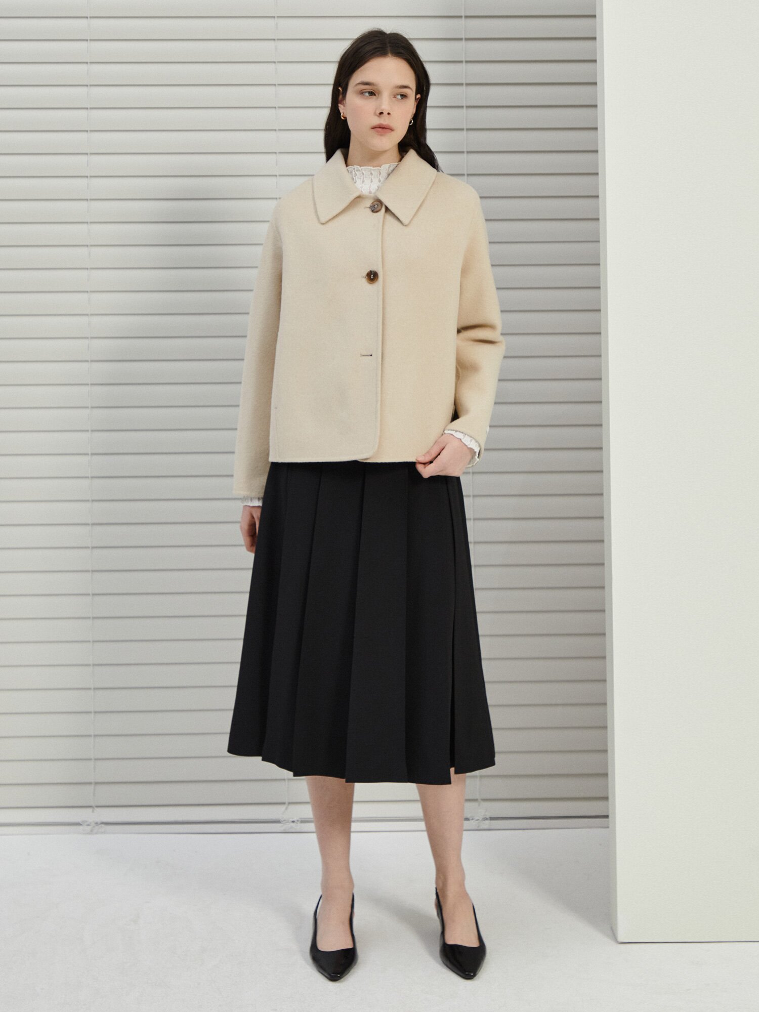 캐시미어 칼라 핸드메이드 재킷 (LIGHT BEIGE)
