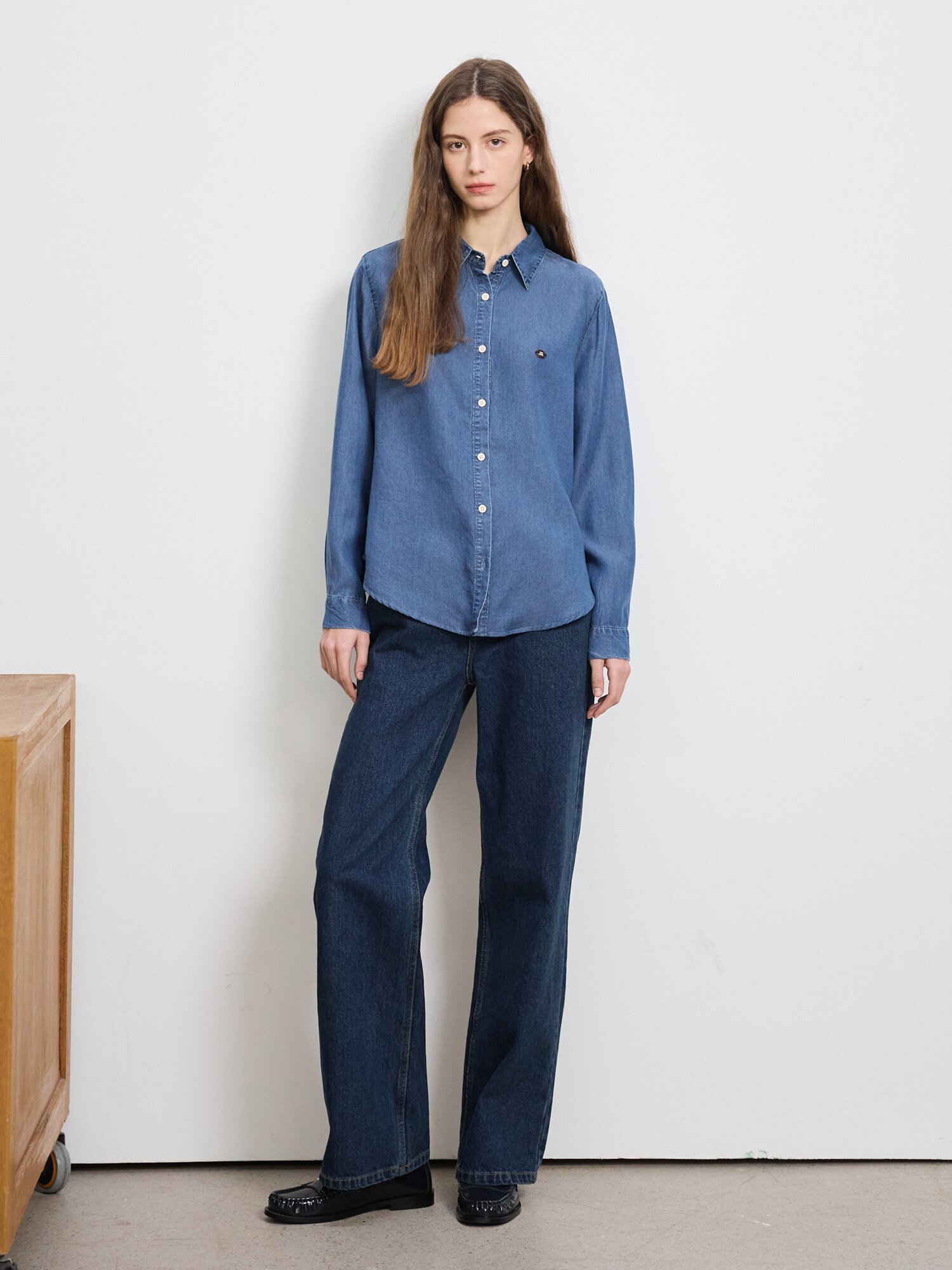 루즈핏 데님 셔츠 블라우스 (INDIGO)