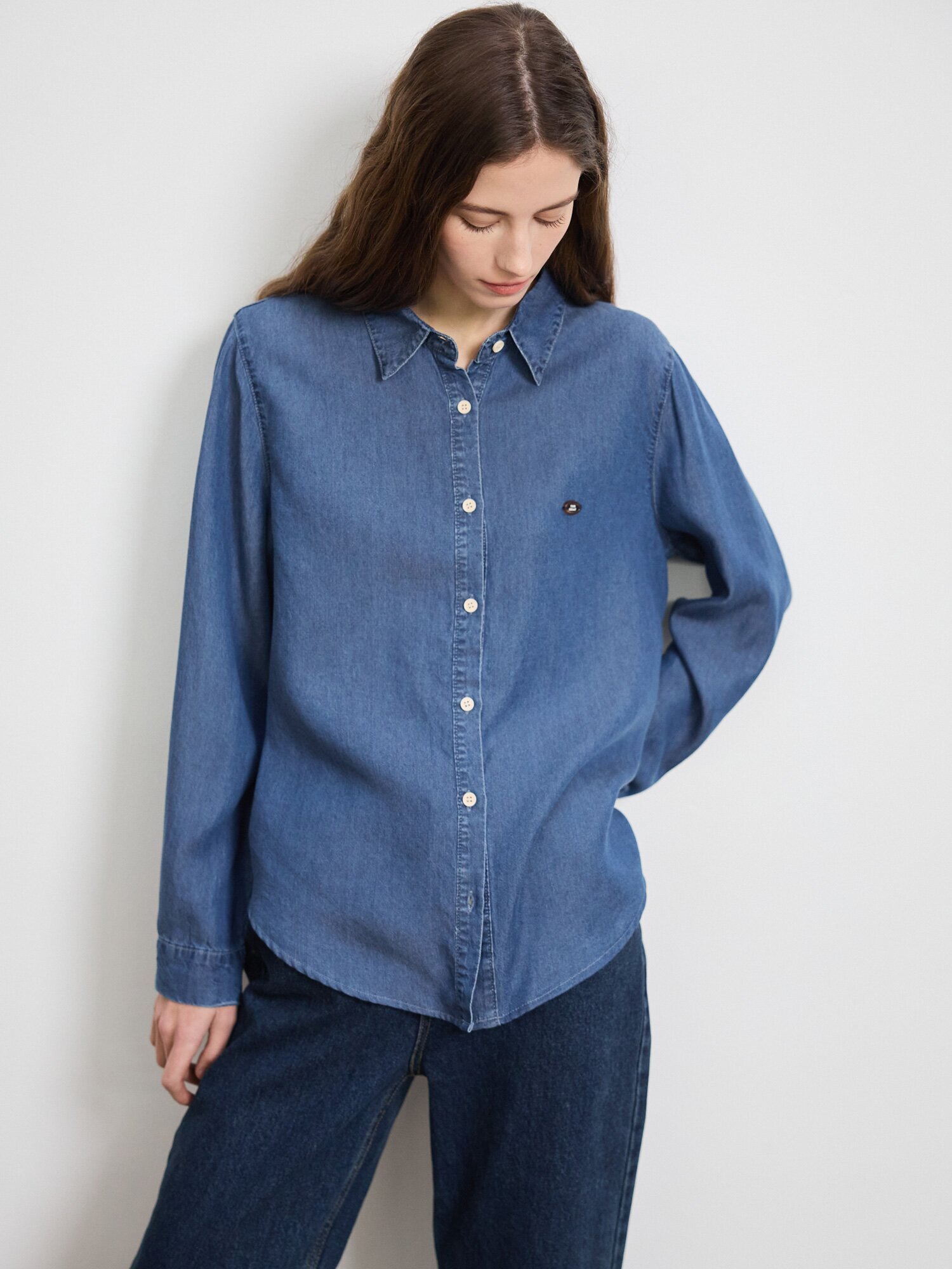 루즈핏 데님 셔츠 블라우스 (INDIGO)