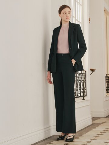 벨트 라인 슬림 부츠컷 팬츠 