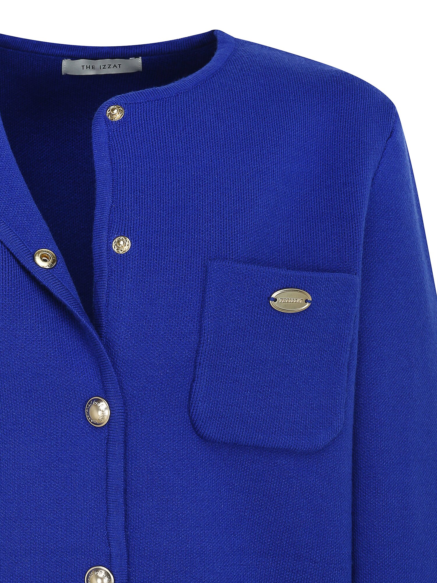 패치 포켓 라운드넥 크롭 가디건 (BLUE)