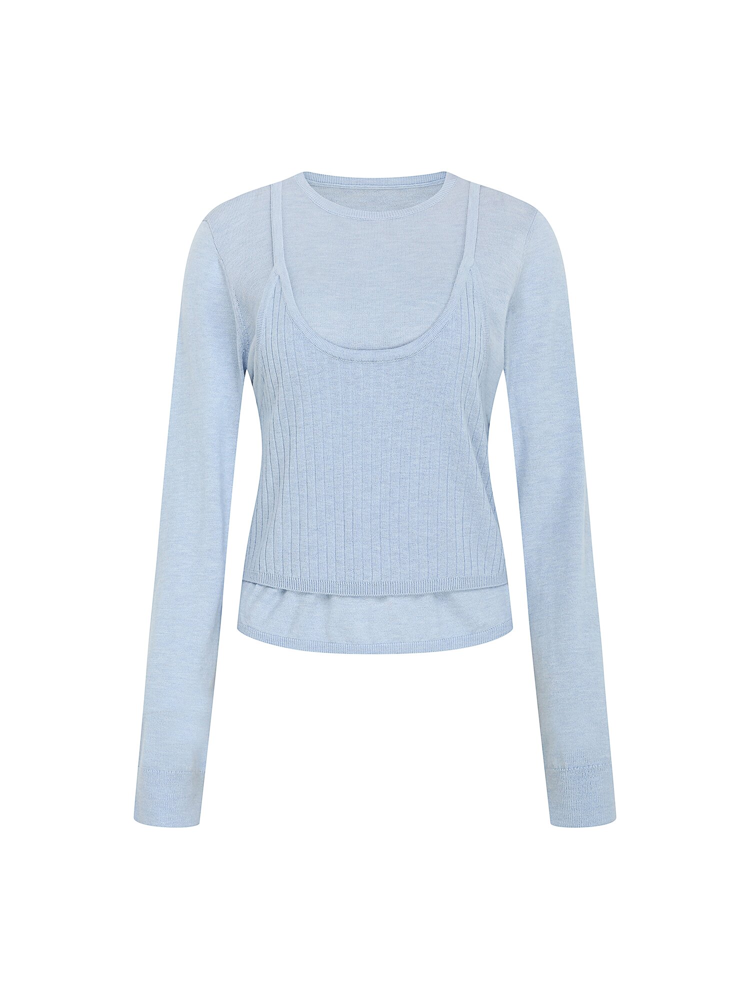 라운드넥 니트 +뷔스티에 세트 (LIGHT BLUE)