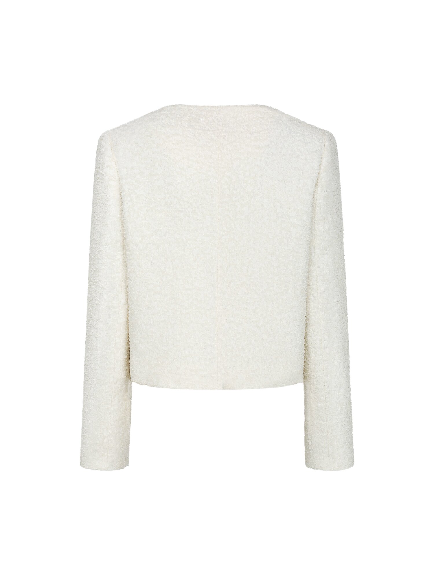 텍스쳐 트위드 라운드넥 재킷 (WHITE)