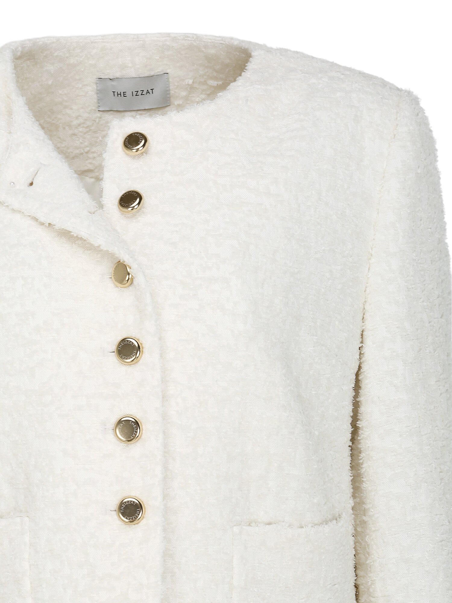 텍스쳐 트위드 라운드넥 재킷 (WHITE)