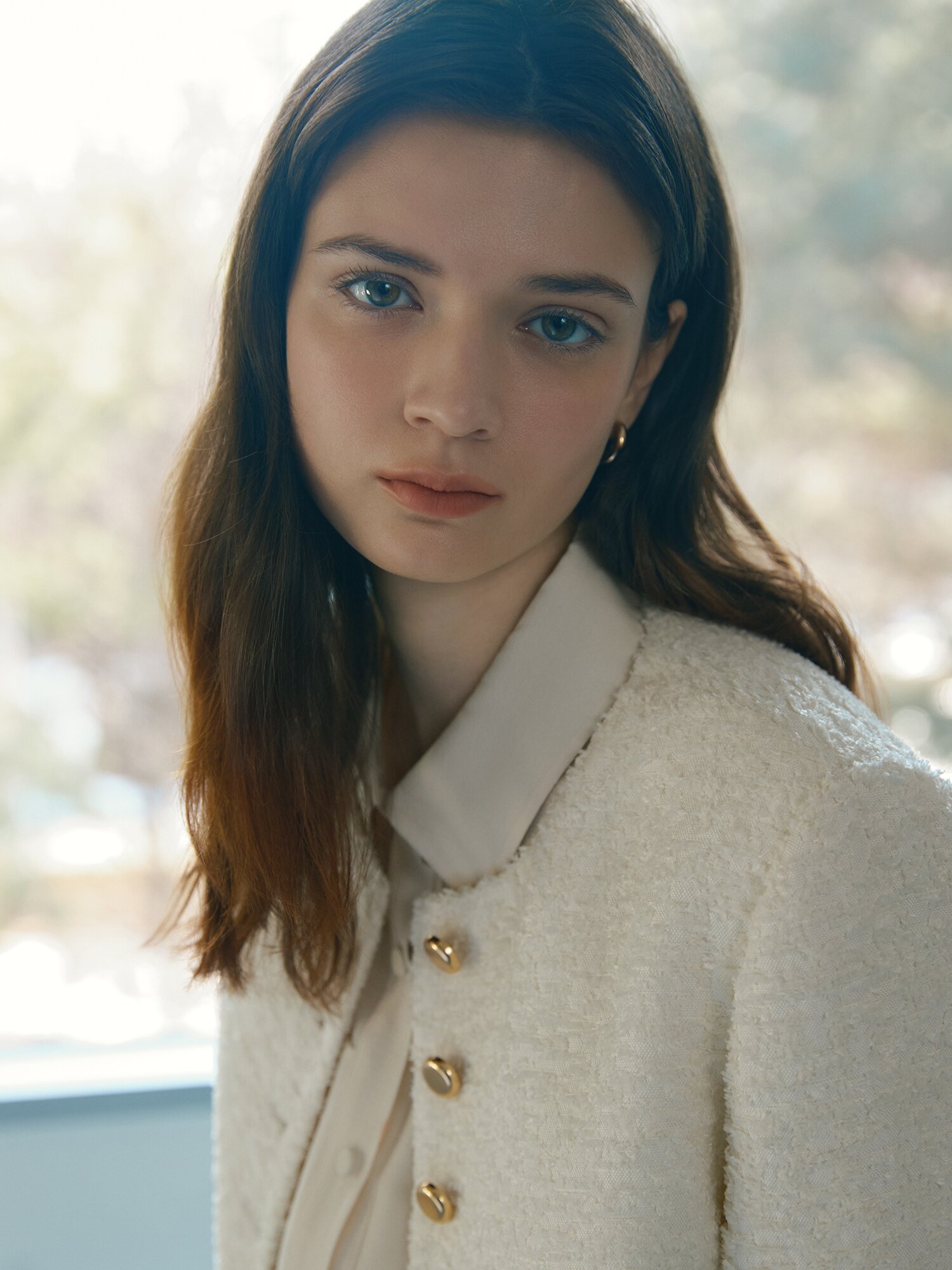 텍스쳐 트위드 라운드넥 재킷 (WHITE)