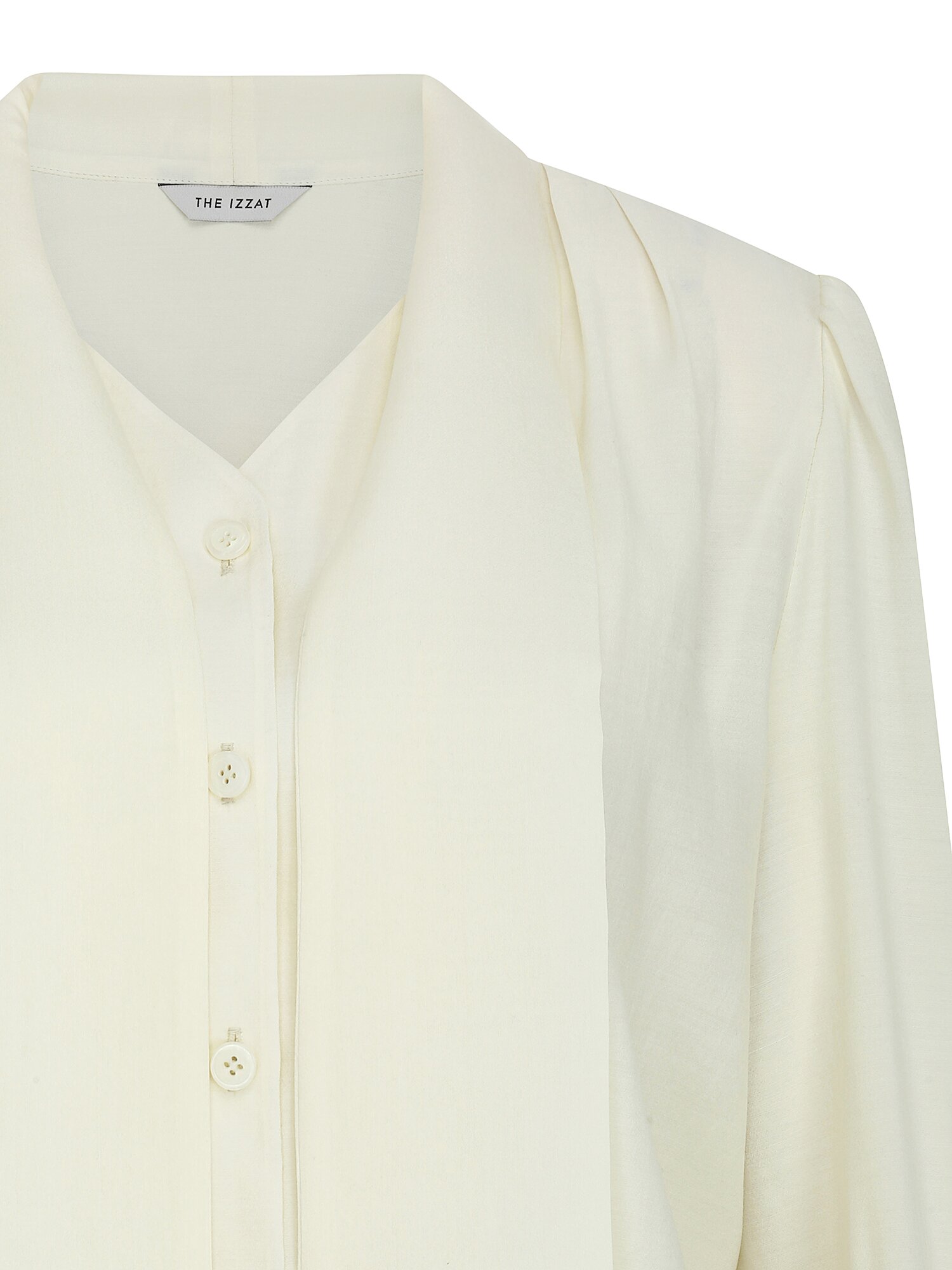 셔링 타이 브이넥 블라우스 (CREAM)