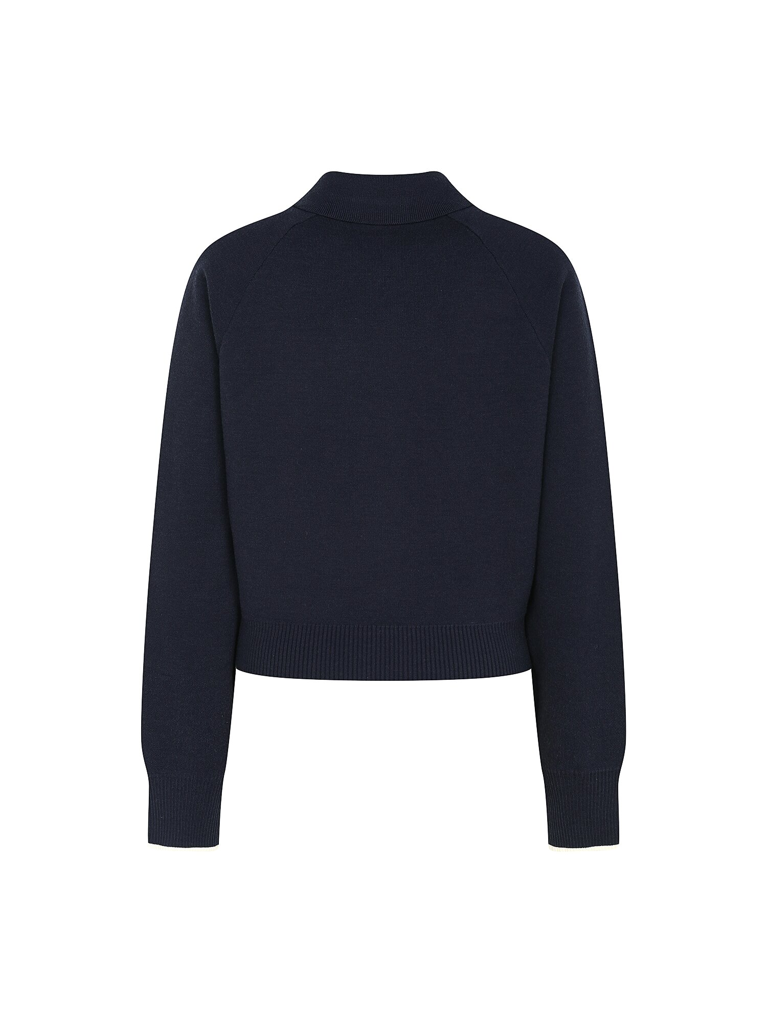 캐주얼 칼라 크롭 집업 가디건 (NAVY)