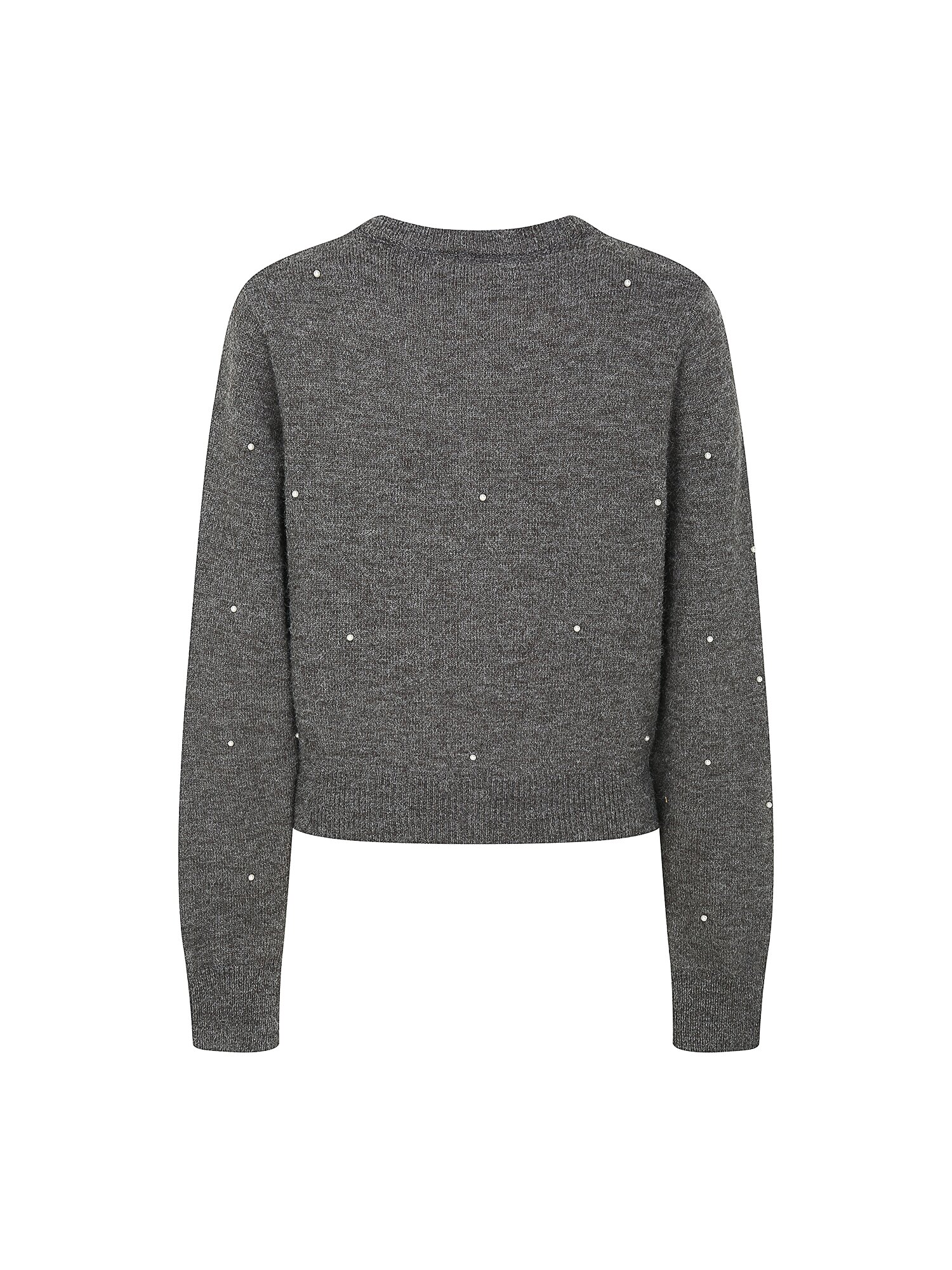 헤어리 펄 라운드넥 크롭 가디건 (DARK GREY)