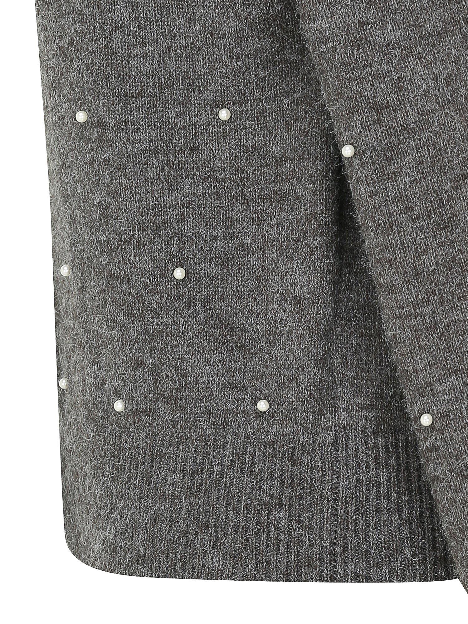 헤어리 펄 라운드넥 크롭 가디건 (DARK GREY)