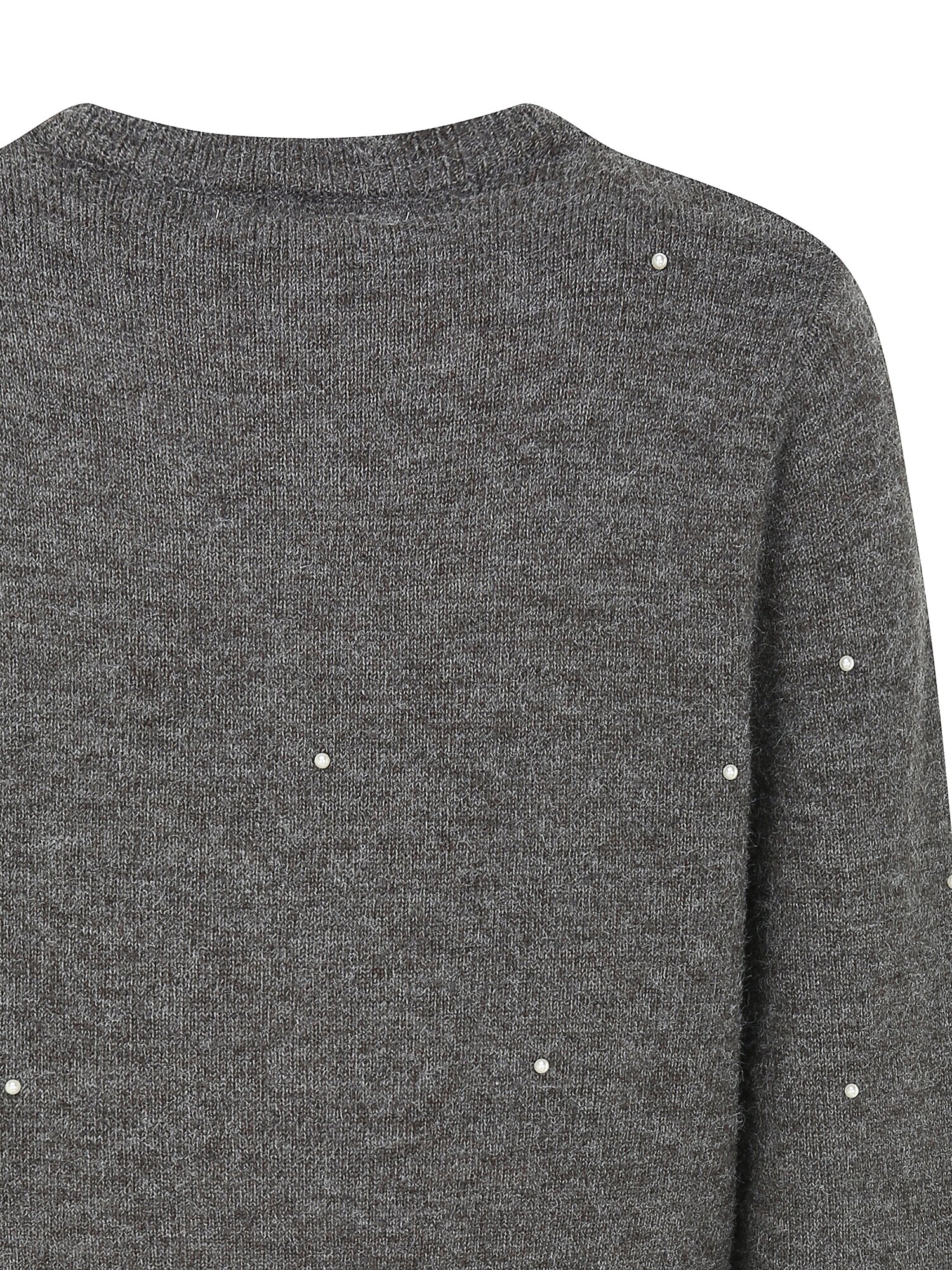 헤어리 펄 라운드넥 크롭 가디건 (DARK GREY)