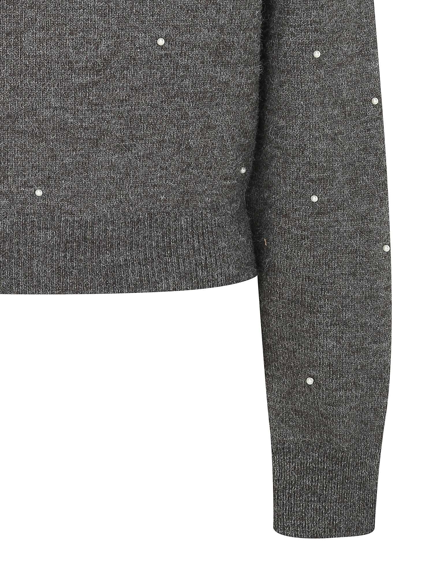 헤어리 펄 라운드넥 크롭 가디건 (DARK GREY)