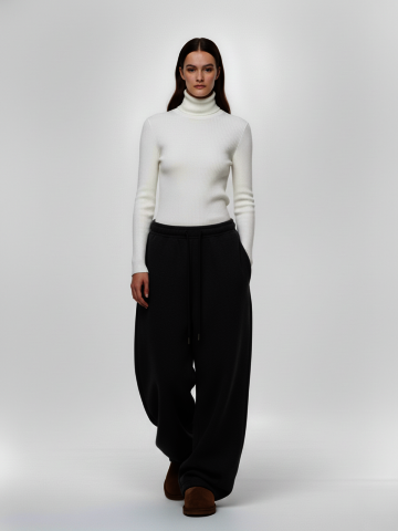 피그먼트 기모 루즈 스웨트 팬츠 (차콜,크림)/W254PT20