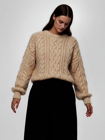 피셔맨 케이블 라운드 니트 (크림)/W254TP07