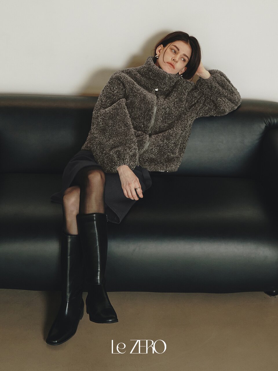 르제로 시어링 인조 퍼 자켓 / 차콜