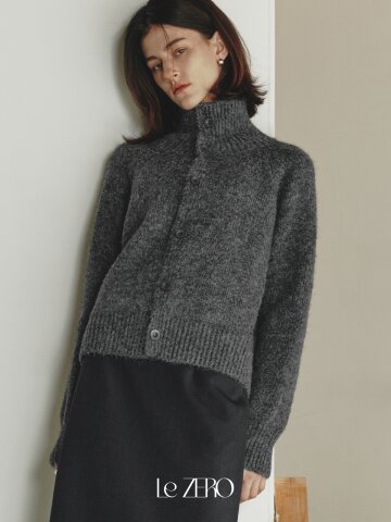 르제로 하이넥 울 가디건 / 차콜
