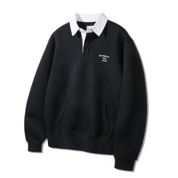 [본딩]바켄 히든 버튼 럭비 카라 스웨트셔츠 BK7826_블랙