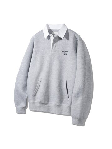 [본딩]바켄 히든 버튼 럭비 카라 스웨트셔츠 BK7826_그레이