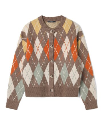 여성 클래식 아가일 패턴물 가디건 (BROWN) (HC1GDA1)