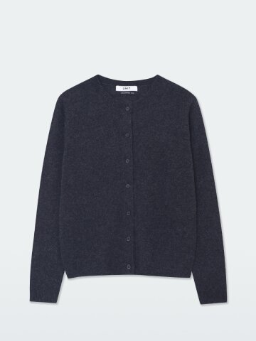 캐시미어 베이직 크루넥 클로버 가디건 (UFKKCA45ZC-CHARCOAL)