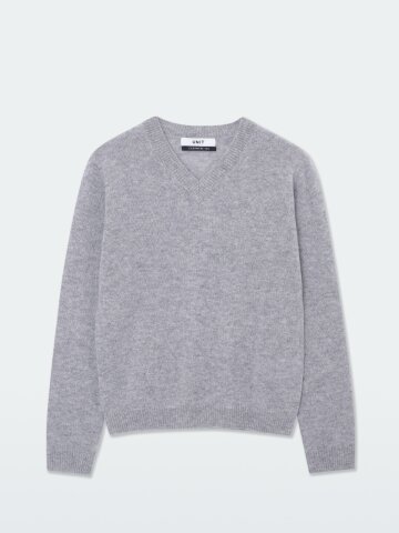 캐시미어 베이직 브이넥 클로버 풀오버 (UFKKVN42ZC-L/GREY)