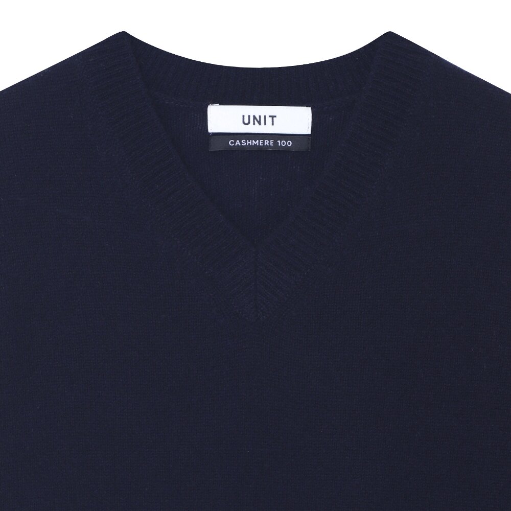 캐시미어 베이직 브이넥 클로버 풀오버 (UFKKVN42ZC-NAVY)
