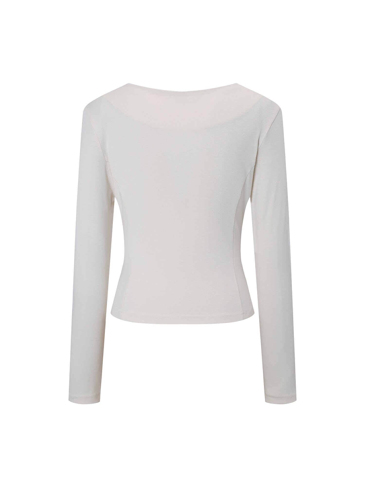 셔링 랩 보트넥 티셔츠 (CREAM)